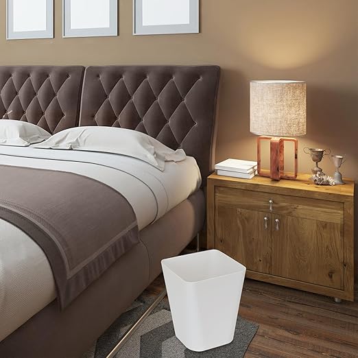 ZXJ Small Trash Can - Waste Basketbin - 1.8 Gallon - White - Bathrooms, Laundry Room, Kitchens, Offices