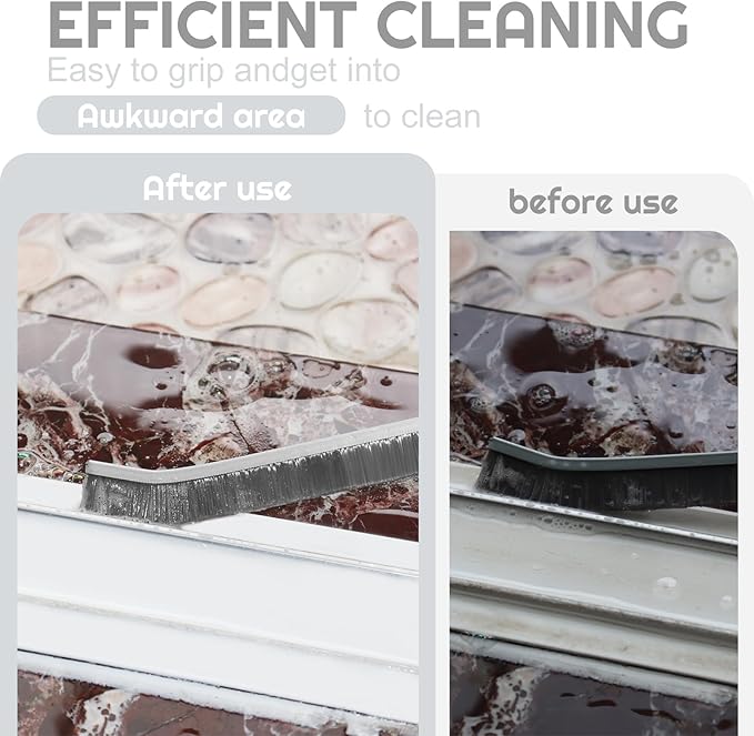 Crevice Cleaning Brush Bathroom Tile Groove Gap Cleaning Brush Premium Crevice Cleaning Tool Aluminum Support with 15° Angled Head-Grout Thin Brush,Kitchen & Bathroom Tool (3PCS)