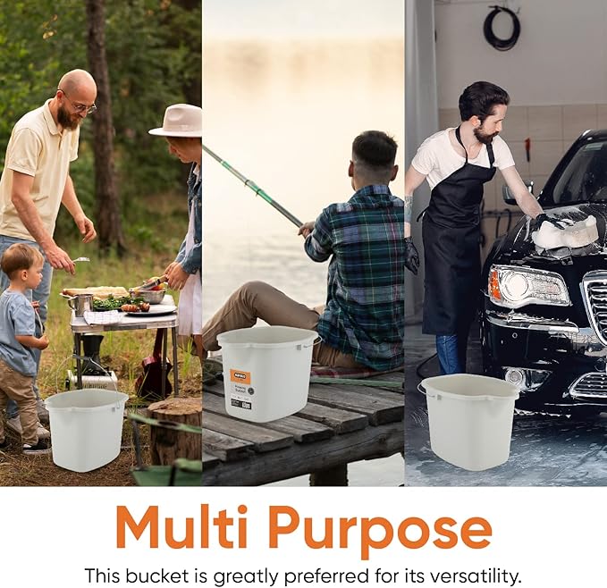 Mop Bucket for Cleaning - Car Wash Bucket with Metal Handle- 4.25 Gallon Bucket Grey Durable Plastic Pail for Fishing, Mopping, Cleaning -16 Liter Camping Buckets - Superio