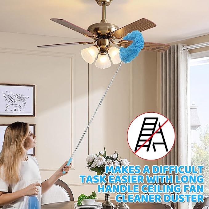 8 Pack Ceiling Fan Cleaner Duster 2 Size Reusable Microfiber Ceiling Fan Cleaner Duster with Extendable Long Handle 6 to 30 Inch for Cleaning Walls Bookshelves Door Window Top