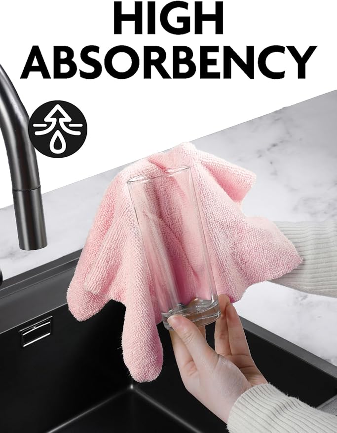 Fantasticlean Microfiber Cleaning Cloth Roll -90 Pack, Tear Away Microfiber Towels, 12" x 12", Reusable, Washable, Scratch Free, Ultra Absorbent Dishcloth for Car, Home Supplies, Pet, Kitchen (Pink)