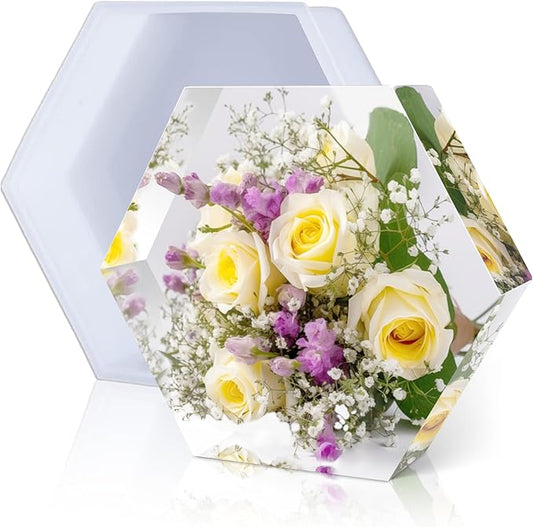 Large Silicone Molds for Resin, Actvty Large Resin Molds, 9 Inch Upgraded Hexagon Silicone Molds for Flowers Preservation, DIY Wedding, Valentine, Anniversary and Home Decors