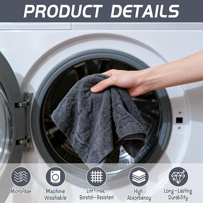 4 Pack Extra Large Microfiber Cleaning Cloths 20"x30", Lint-Free Reusable Towels for Home, Glass, Windows, Office, Kitchen, Bathroom – Gray