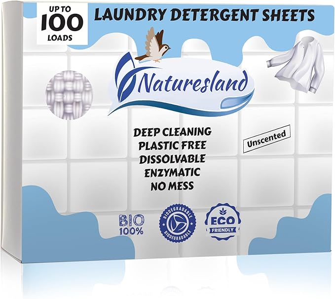 Premium Laundry Detergent Sheets Unscented - 100 Load Eco-Friendly Laundry Strips - Hypoallergenic, Zero-Waste, Plastic-Free - Ideal for Apartments, Dorms, Travel 50ct.