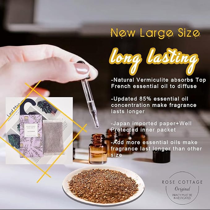 ROSE COTTAGE Large 12 Packs White Gardenia Hanging Closet Deodorizer Air Freshener Long Lasting Scented Sachets Smell Goods for House