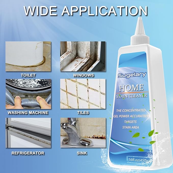 Sugelary Household Cleaner for Washing Machine, Refrigerator Strips, Grout Cleaner Best for Home Sink, Kitchen, Showers (16 Fl oz)