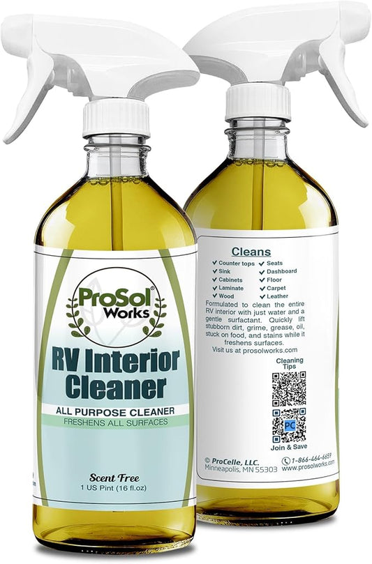RV Interior Cleaner 16 oz - Camper All Purpose Cleaner for RVs, Toilet, Countertops, Flooring, Upholstery, Fabric, Leather & More - Natural Clean - Safe on All Surfaces