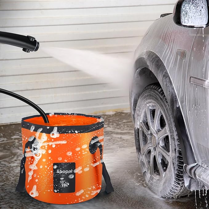 Collapsible Bucket with Handle 20L, Multifunctional Folding Water Container for Camping, Hiking, Traveling, Fishing, Laundry, Gardening, Waterproof, Durable, Lightweight