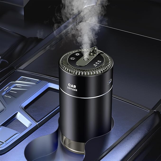 Smart Car Air Freshener Diffuser with 160ml Essential Oils, Smart Auto On/Off Star Projector Car Diffuser for Men/Women, USB-Powered Long Lasting Cars Fresheners|Verdant Essence+Silent Grove
