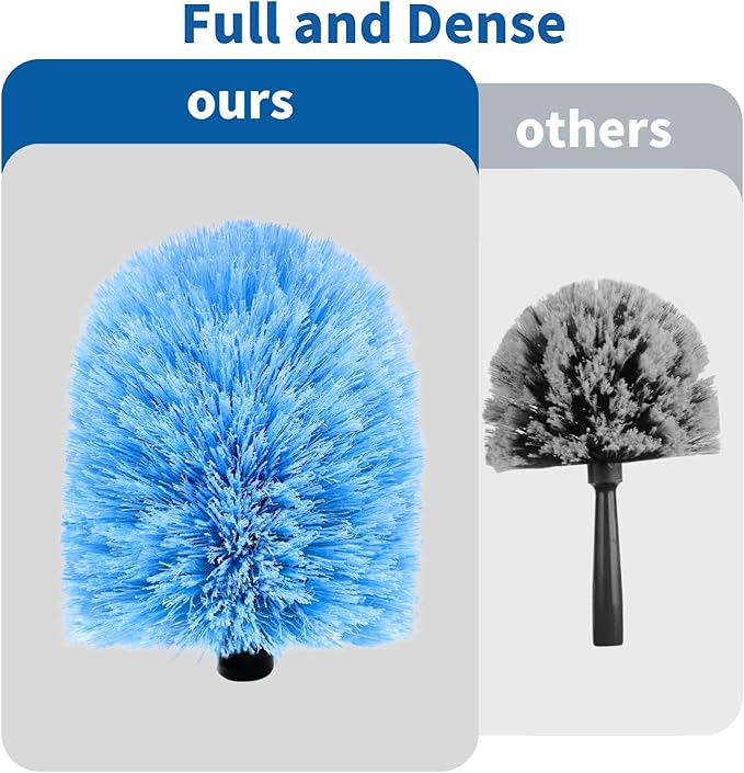 4 Pack Screw on Webster Cobweb Duster Head for Pole,Spider Web Remover Brush, Cobweb Duster Head Attachment,Fits Standard 3/4 inch Threaded Poles(Big, Blue)