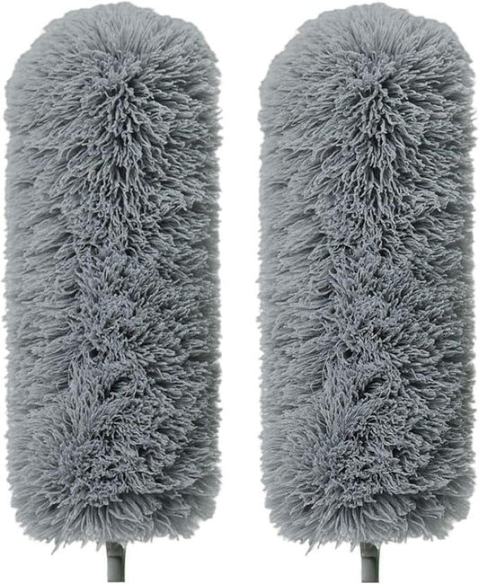 Extendable Feather Duster, Microfiber Duster, Ceiling Fan Duster, Feather Dusters for Cleaning, Dust Cleaner, Cobweb Duster - Electrostatic Bendable Head - Set of 2 Replacement Heads
