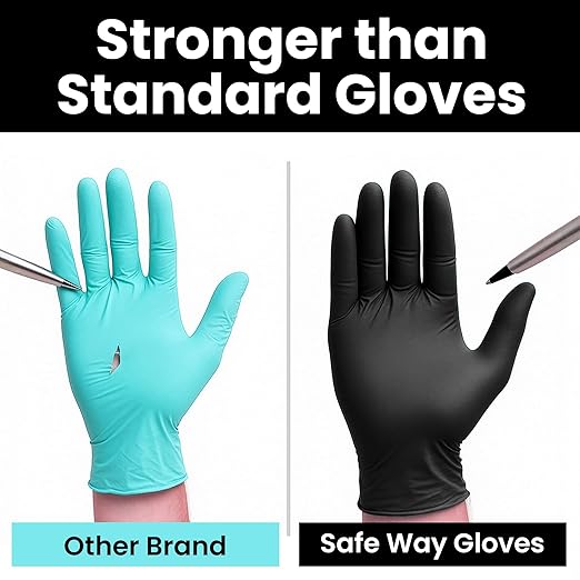 Nitrile-Vinyl Blended Disposable Gloves, Powder-Free & Non-Latex Gloves, 2000, Protective Gloves for Medical Exams, Cooking & Household Cleaning, 4 Mil Thick Non-Sterile Secure Grip Black, Small
