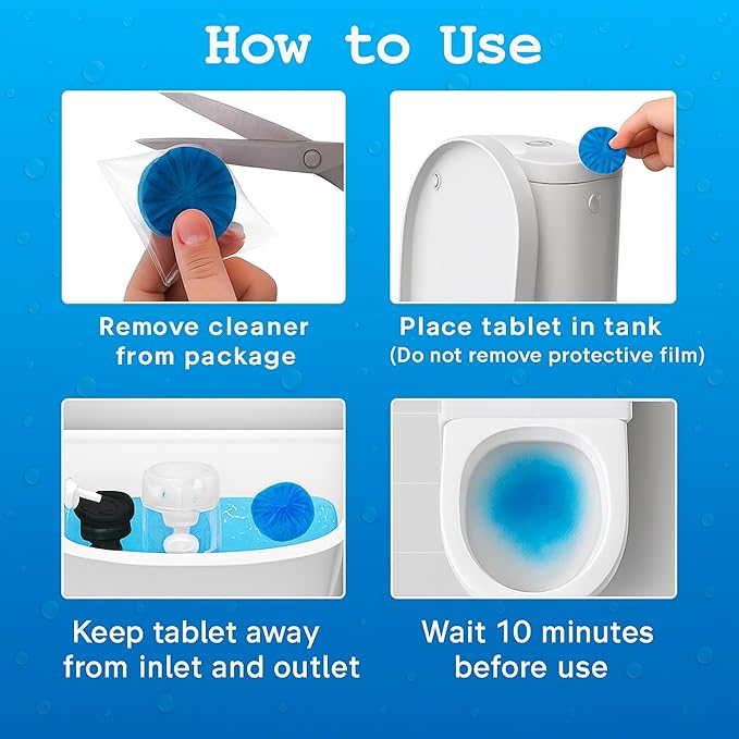 Automatic Toilet Bowl Cleaner Tablets, Blue Long-Lasting Tank Freshener (14 Pack)