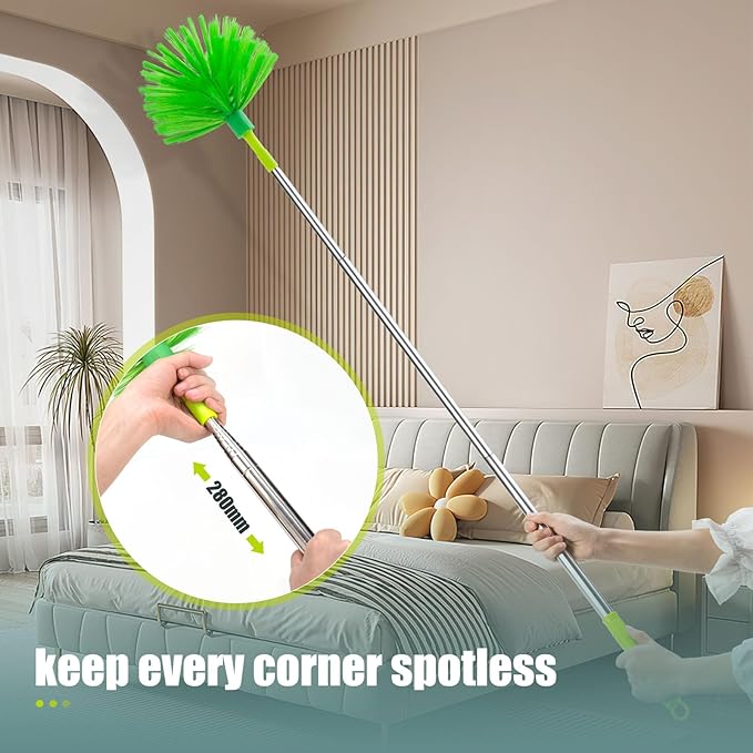 Microfiber Feather Duster with Extension Pole, Bendable Reusable Washable Dusters for Cleaning High Ceiling Fan, Cobweb, Blinds, Keyboard, Furniture & Cars, Duster Kit with Storage Bag (11 PCS)