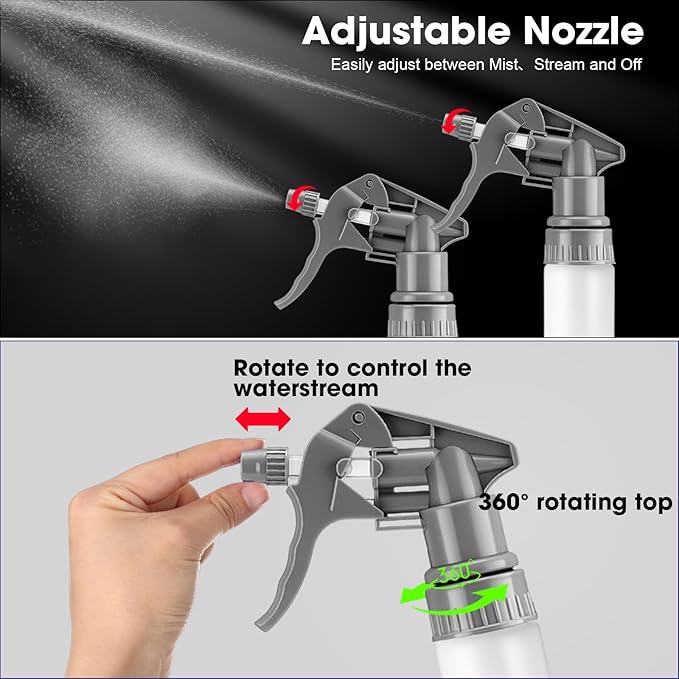 Eccliy 12 Pcs 16 Oz Plastic Spray Bottle, Adjustable Empty Reusable Sprayer for Cleaning, Planting, Water, Bathroom and Kitchen, BBQ, Commercial and Residential(Grey, Measurement)