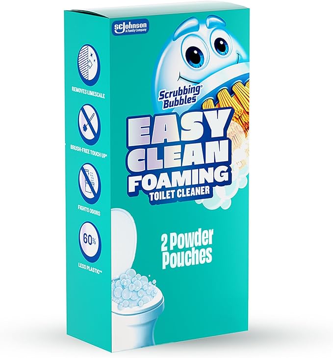 Scrubbing Bubbles Easy Clean Foaming Toilet Bowl Cleaner, Easy Drop In Powder Pouches, 100g (2 Pouches)