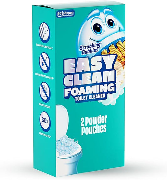 Scrubbing Bubbles Easy Clean Foaming Toilet Bowl Cleaner, Easy Drop In Powder Pouches, 100g (2 Pouches)