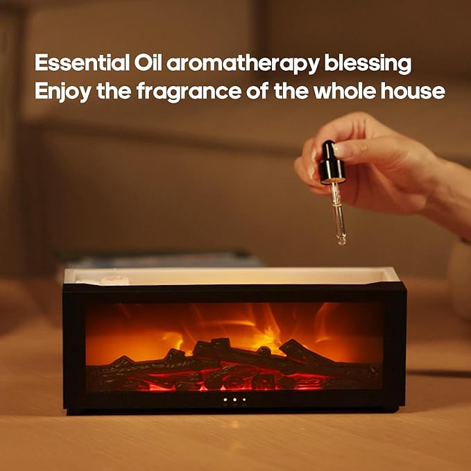 Essential Oil Diffuser Flame Colorful Water Vapor Fireplace Diffusers Fire Humidifier for Aromatherapy Aroma Therapy Machine Room Bedroom,Timer and Auto Off Protection