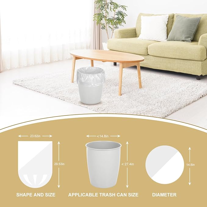 Magesh 12-13 Gallon Trash Bag Strong, Leakage-Free, Medium Garbage Bags Unscented Thick for Office, Kitchen Small Trash Can, 80L, 105 Bags, Clear