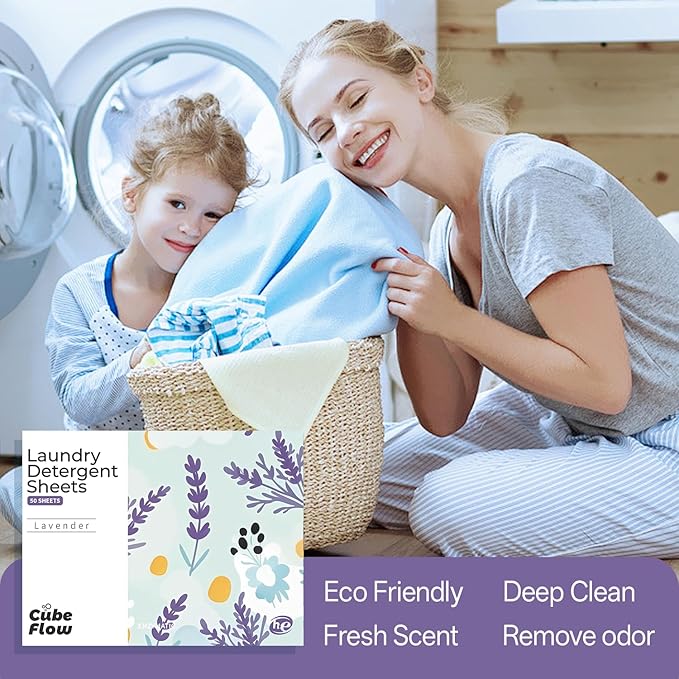 Laundry Detergent Sheets, Lavender Scent - 100 Loads |Effective & Eco-Conscious Cleaning| Pre-Measured, Liquidless for Deep Clean | Hypoallergenic, Washing Soda Travel Laundry Soap Strips