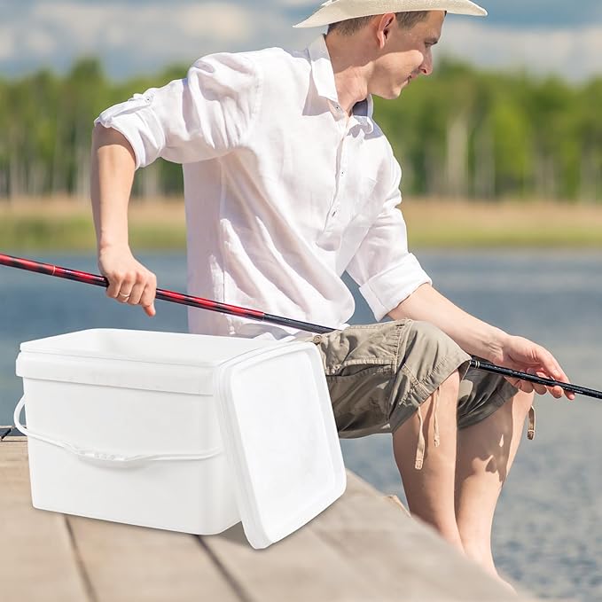 4 Pcs 5 Gallon Rectangle Bucket Pail with Handle, Food Storage Container Industrial Pail with Airtight Lid