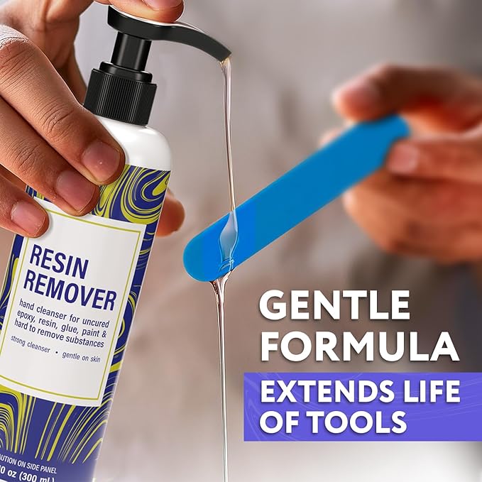 [10oz] Epoxy Resin Cleaner/Remover - Natural Hand Cleaner, Gentle & Moisturizing, For Artists & Resiners, Magically Removes Uncured Resin, Glue, & Paint from Skin, Tools, Molds, Work Surfaces, & More