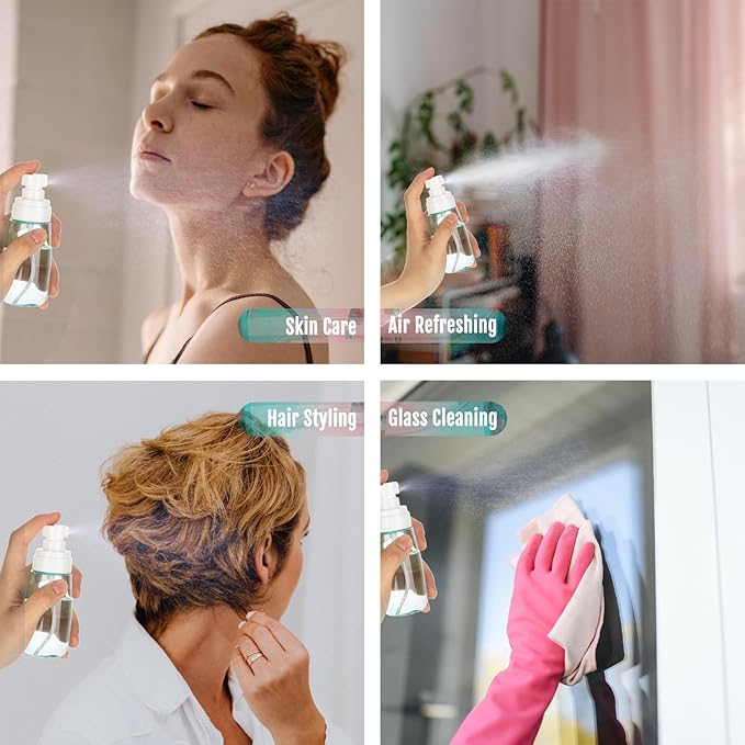 6 Pack 2oz/60ml Small Spray Bottle, Empty Plastic Mini Spray Bottles, Fine Mist Travel Spray Bottle with 9pcs Labels