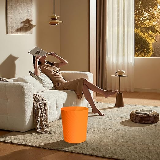 Small Trash Can - Plastic Waste basketbin for Office,Home,Bathroom,Kitchen - 1.8 Gallon - Orange