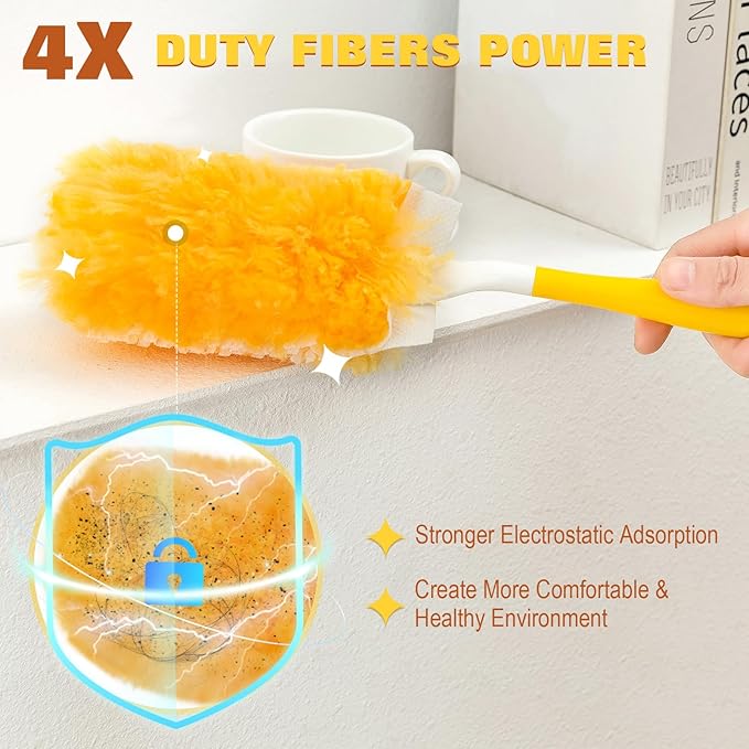 360° Heavy Duty Duster Refills for Swiffer Duster,30 Pack & 1Handle 4X Faster Electrostatic Deep Duster Kit for Cleaning, Pet Hair, Blinds & Car Vents,Lasts 2+ Months, Eco-Friendly & Gift-Ready