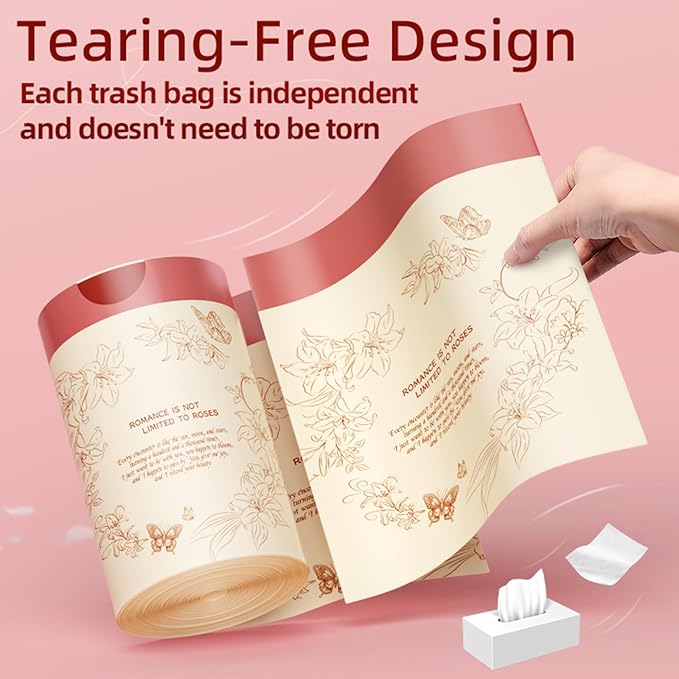 13 Gallon Trash Bags Drawstring, 50 Count Tall Kitchen Trash Bags, Sturdy Large Trash Bags, Lily Printed Garbage Bags 13 Gallon Tall Kitchen, Tear Resistant Kitchen Garbage Bags for Kitchen