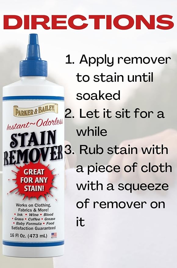 Parker and Bailey Stain Remover- Blood Stain Remover for Carpet, Clothes, Sheets and Mattress - Garment and Fabric Laundry Stain Remover - 16oz