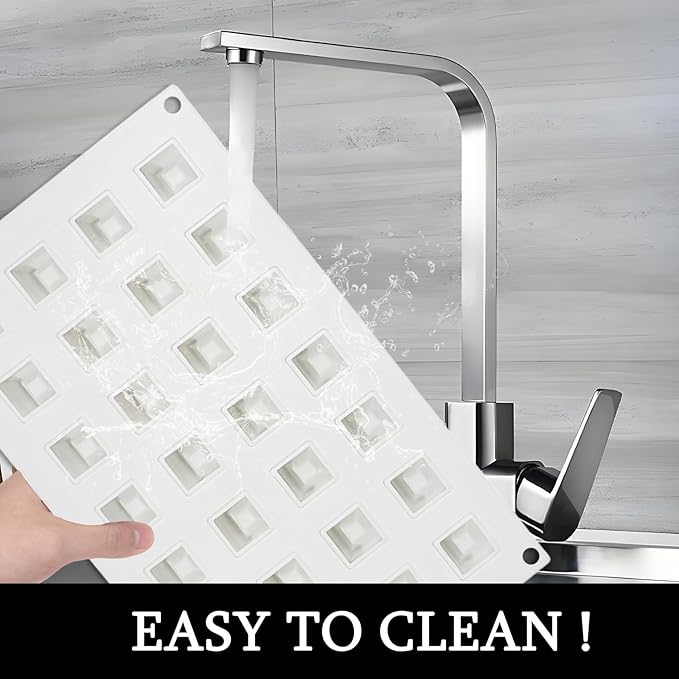 Small Square Chocolate Silicone Molds, 28-Cavity Mini Square Mousse Mold for Baking Square Cube Candy Desserts, 11.6" x 6.9" x 0.98"