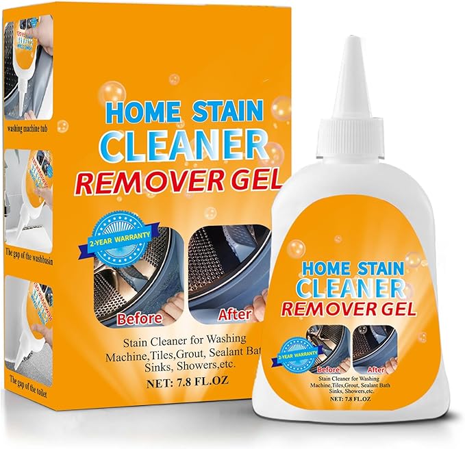 Home Stain Remover- Surface Stain Removal Gel Heavy-Duty Bathroom Cleaner for Shower Tiles, Grout, Caulk Washing Machine Seals - Thick Cling Formula, No Harsh Chemicals - 7.8oz