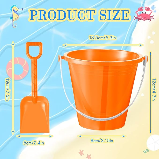 Sratte 30 Sets 4.7" Sand Buckets and Shovels Bulk Summer Beach Bucket Pack Plastic Beach Pails Sand Toys for Summer Pool Party Favors