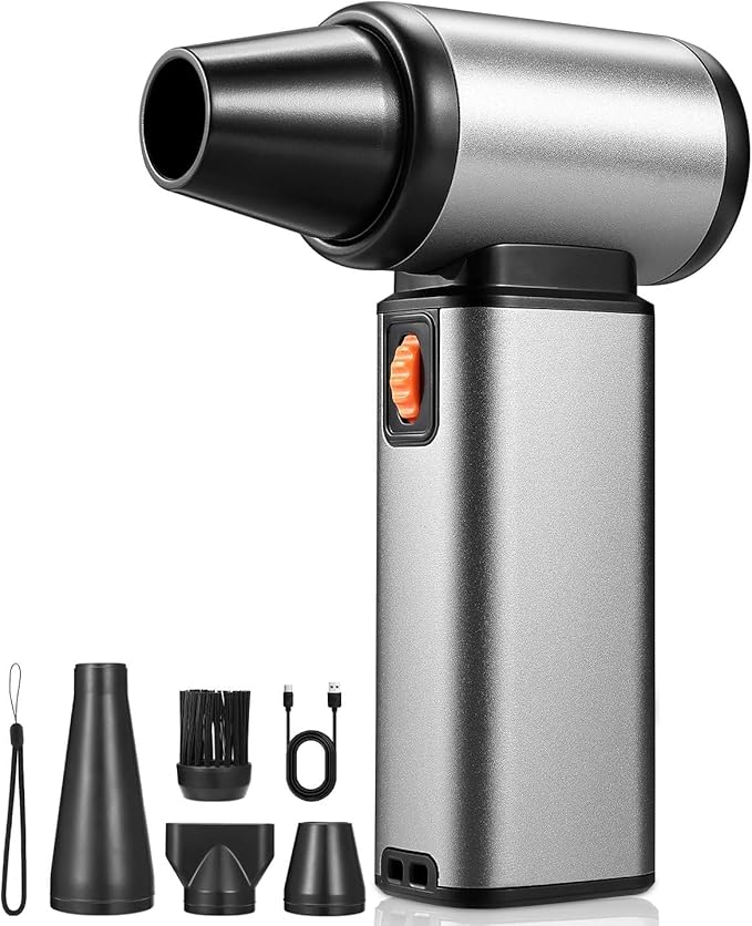 Jiaao 320000RPM Electric Air Duster, Stepless Adjustable Cordless Air Blower with Brushless Motor, 10000mAh Rechargeable Dust Cleaner for Computer/Keyboard/Car/Home/Outdoor, Replace Canned Air