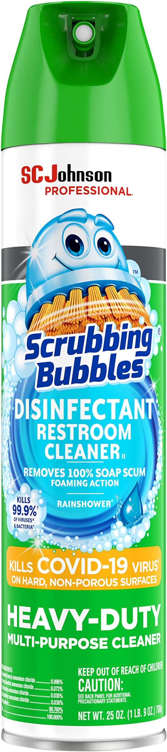 SC Johnson Professional, Scrubbing Bubbles Multipurpose Bathroom Cleaner & Disinfectant Aerosol, 25 Oz (Pack of 12)