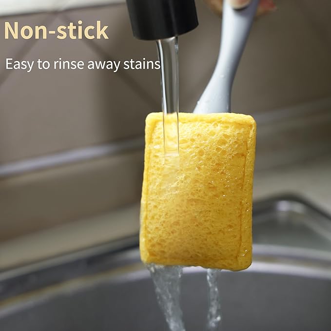 Dish Brush with Handle,Non-Scratch Household Cleaning Brushes Dishwand with 5 Sponge Refills for Pans, Pots, Sink & Tubs,White