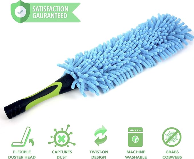 EVERSPROUT Duster 3-Pack | Hand-Packaged Cobweb Duster, Microfiber Feather Duster, Flexible Ceiling Fan Duster | Twists onto Standard 3/4 inch Threaded Poles (Pole Sold Separately)(Soft Bristles)