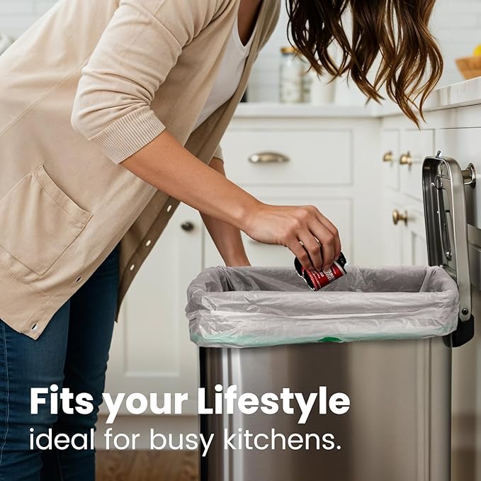 Large Trash Bag 13 Gallon Tall Drawstring 100% Post-Consumer Recycled Garbage Bag Waste Bag for Kitchen Office (120 Count, 0.7 Mil)