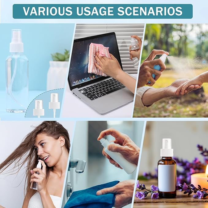 24 Pack Spray Bottle Top, Spray Bottle Nozzle Replacement, 24/410 Fine Mist Spray Caps with 5.9" Dip Tube, Plastic Sprayer Pump for Toners and Essential Oil Bottles, Home, Kitchen White