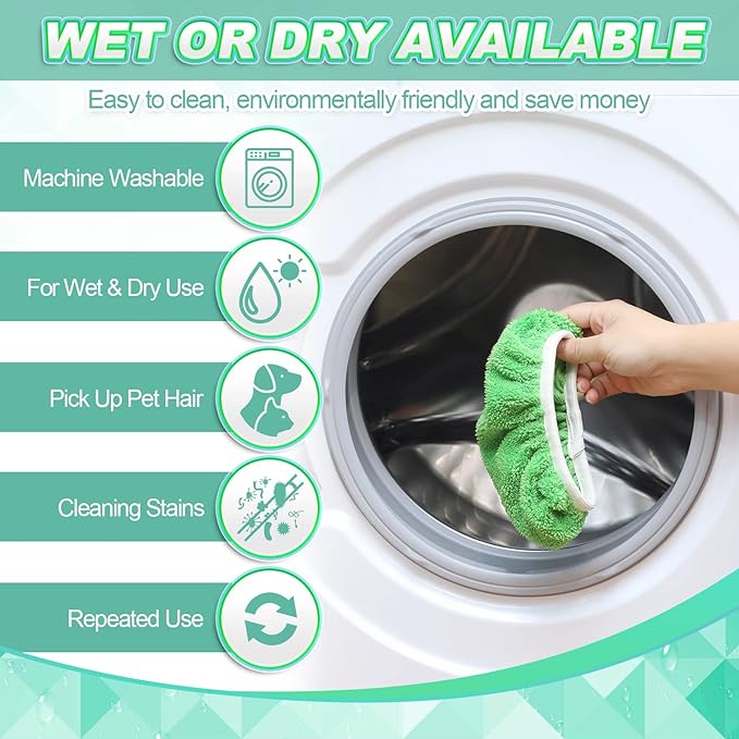 Nuogo 8 Pack Reusable Wet Mop Pads Refills Compatible with Swiffer Sweeper Mops Household Cleaning Washable Mop Pads for Wet & Dry Use (Mop is Not Included)