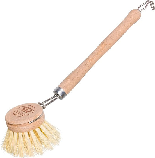 REDECKER Tampico Fiber Bristle 1-1/2-Inch All-Purpose Kitchen Dish Scrub Brush with Beechwood Handle, Bamboo Dish Brush - Wooden Dish Brush with Handle for Pots, Pans, and Kitchen Utensils