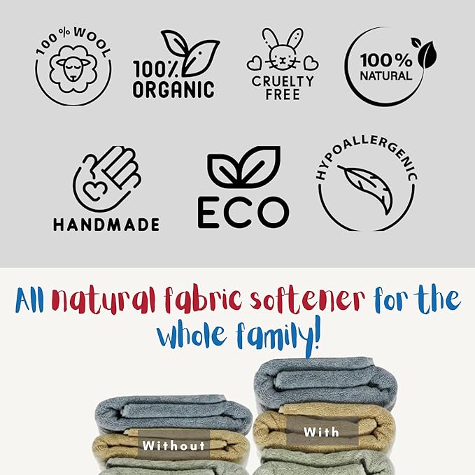 Wool Dryer Balls Organic Premium | Handcrafted Animal Collection A | 6 Balls XL, Ethically & Humanely Made, Natural Fabric Softener, Laundry Dryer Balls Reusable, Wrinkle Release