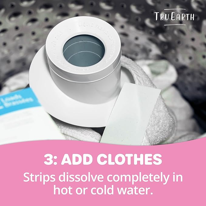 Tru Earth Hypoallergenic Baby Laundry Detergent Sheets/Eco-Strips for Sensitive Skin, 32 Count, Up to 64 Loads: Fragrance Free Detergent for Newborn, Infants, Toddlers, Children, Baby Clothes