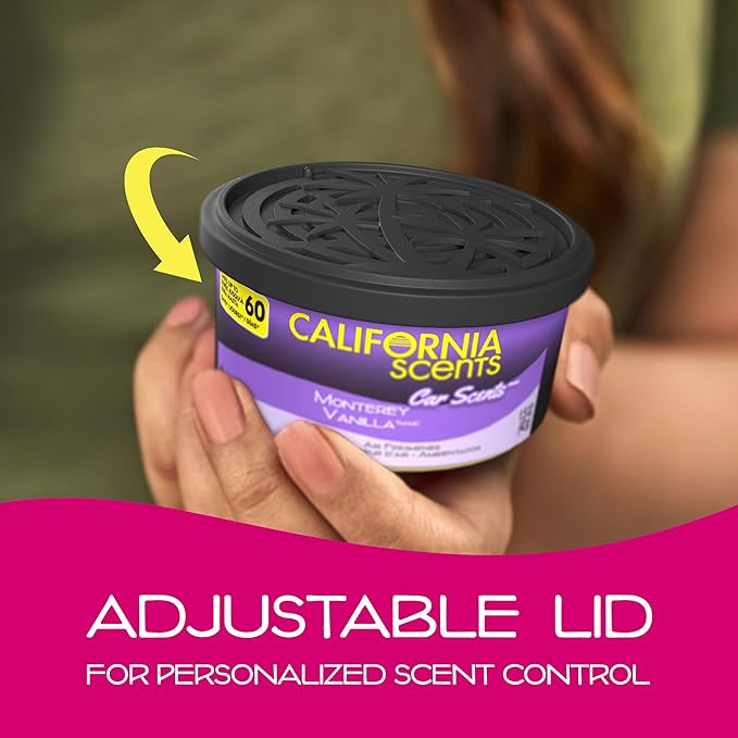 California Scents Can Air Freshener and Odor Neutralizer, Set of 12 Spillproof Cans for Home and Car, Stocking Stuffers, Assorted Scents, 1.5 Oz Each (Packaging May Vary)