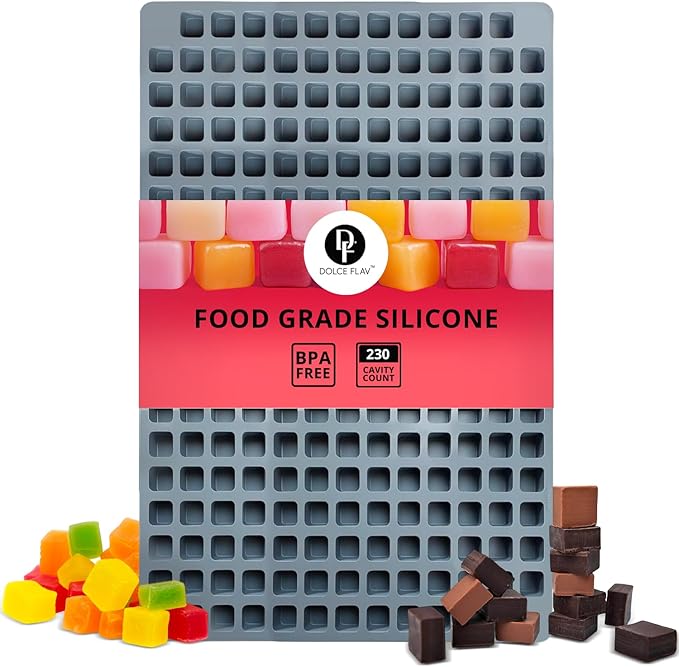 Silicone 4ml Square Candy Molds for Chocolate, Gummy & Baking | 230 Cavities Confectionery Molds | Food-Grade, BPA-Free Silicone for Homemade Treats & Desserts