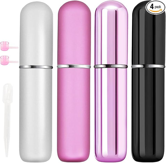 4pcs Mini Perfume Travel Bottle, Perfume Atomiser Refillable, 5ML Spray Bottles, Portable for Travel Holiday Women Man