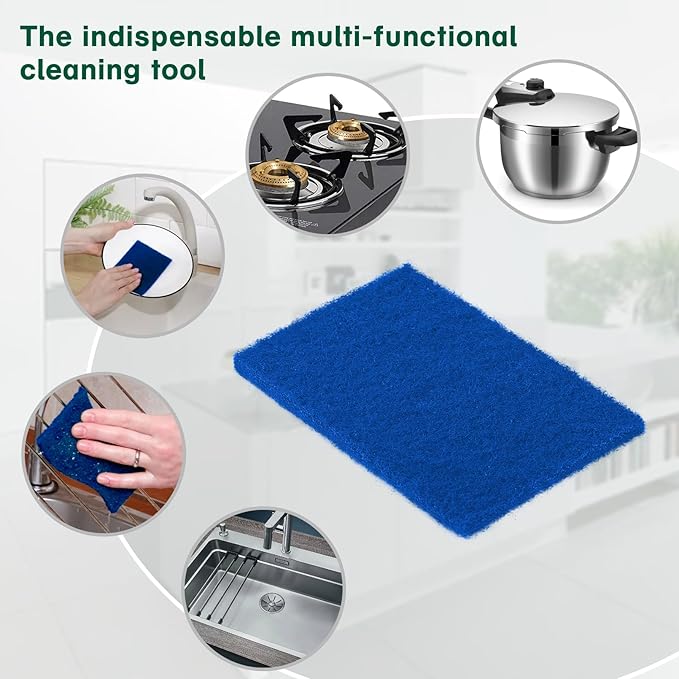 40 Pcs Scouring Pads,Heavy Duty Scour Pads,Blue Dish Scrubber Pads,Non Scratch Scrubbing Pads,Reusable Household Scrub Pads for Dishes Kitchen Scrubbers & Metal Grills,4x6in