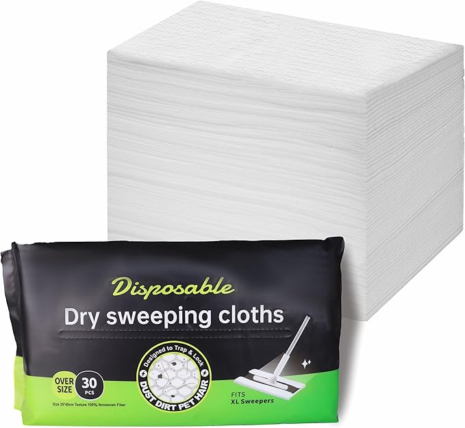 XL Dry Sweeping Cloths Compatible with XL Flat Mop X Large Disposable Mop Cloth for Floor Mopping and Cleaning,9.84x17.32 inch,90 Counts