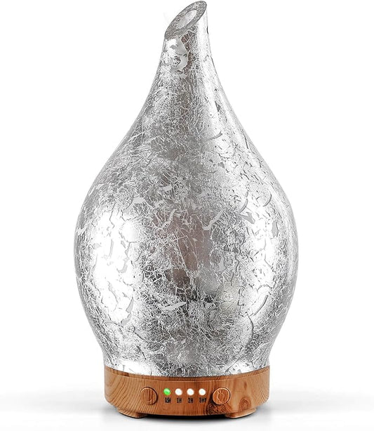 Porseme Essential Oil Diffuser Glass Aromatherapy Ultrasonic Humidifier, Air Refresh Auto Shut-Off, Timer Setting, BPA Free for Home Hotel Yoga Leisure SPA Gift 150ml Last 6H
